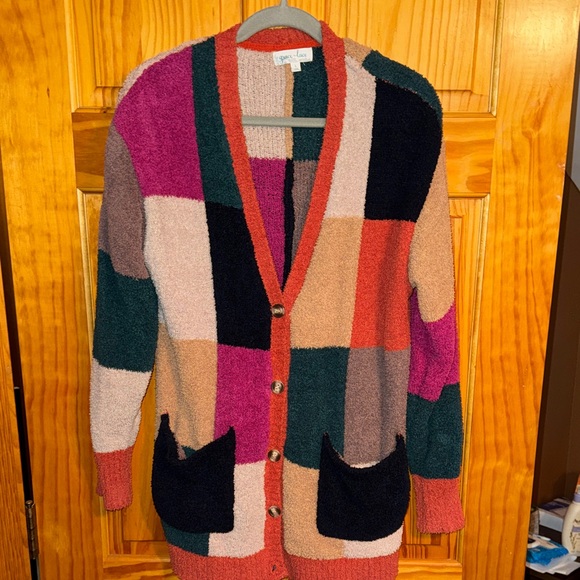 Grace & Lace Cardigan lot of 3 sweaters sz L color block - Picture 2 of 4